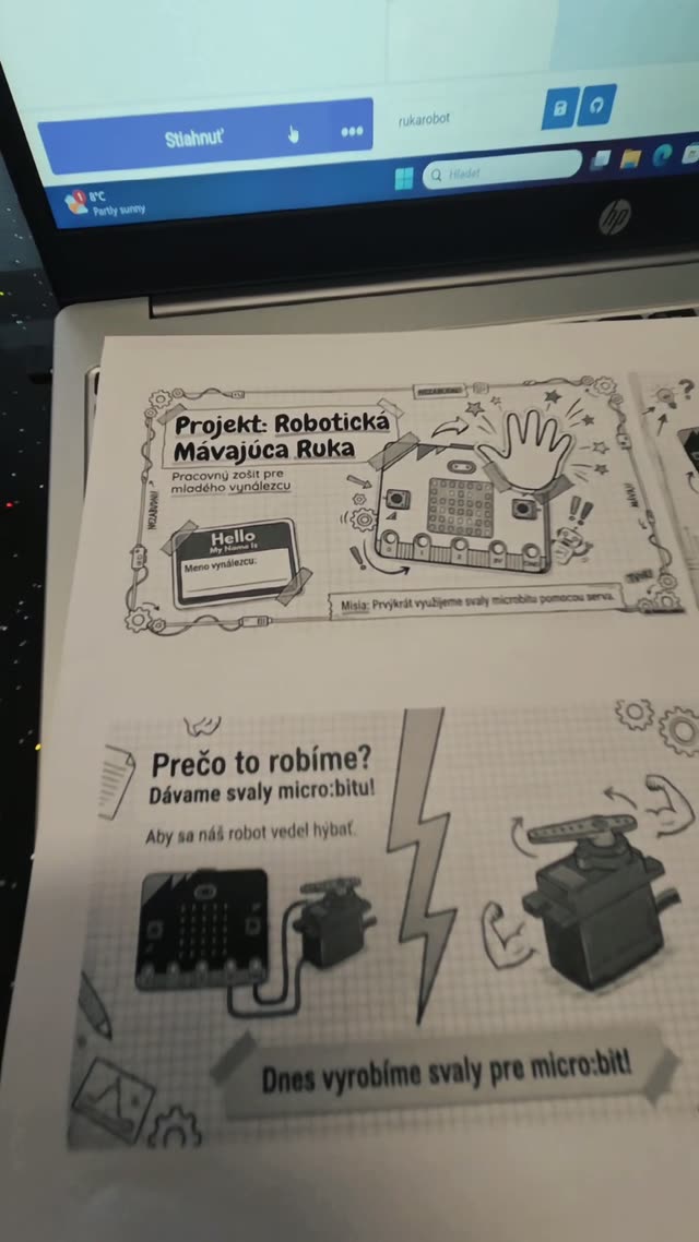 Pracovný list k projektu robotická mávajúca ruka s vysvetlením, načo v projekte slúži servo
